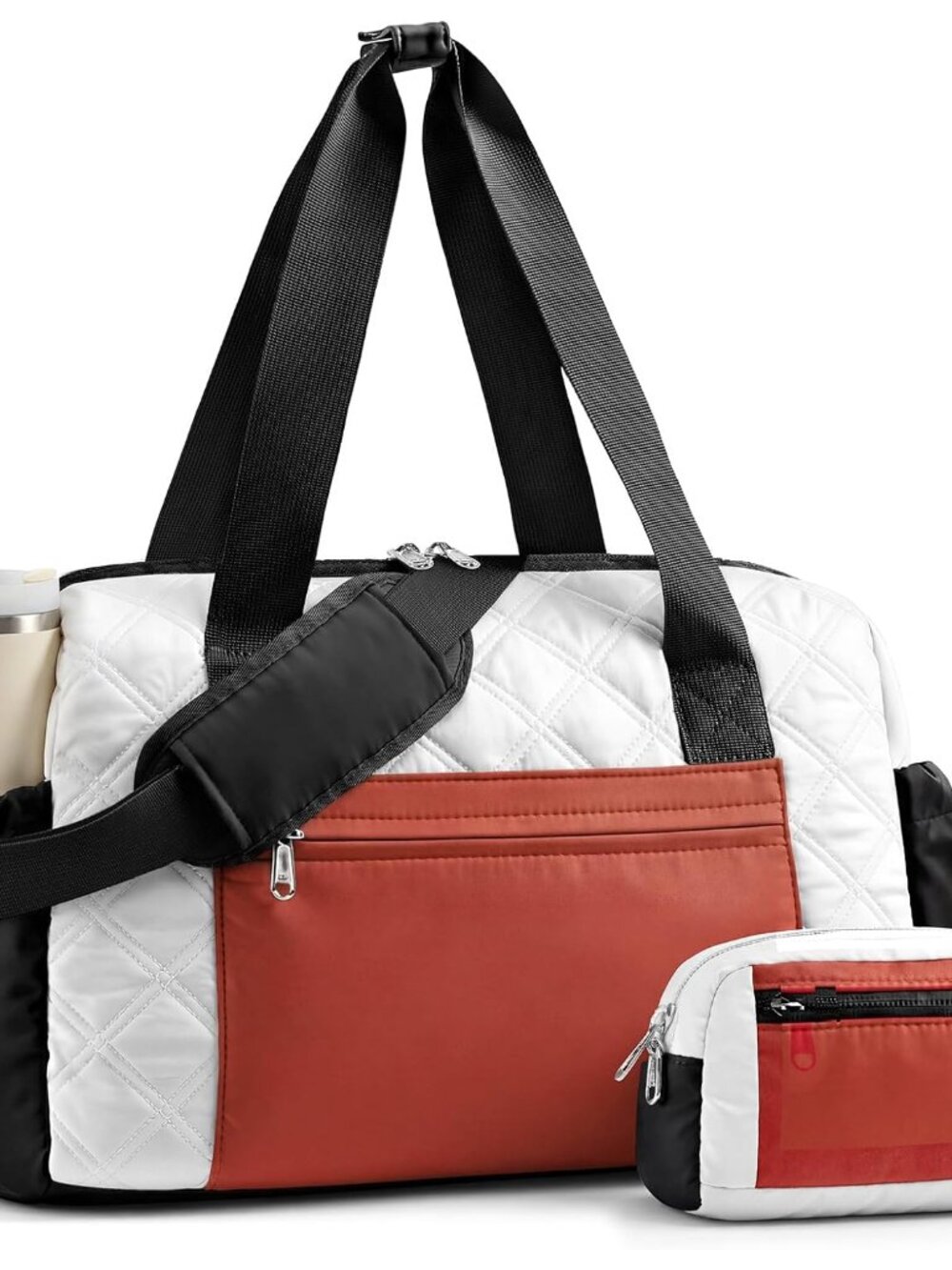 Puffer Gym Bag for Women, Quilted Weekender Bag for Travel, Lightweight Carry on